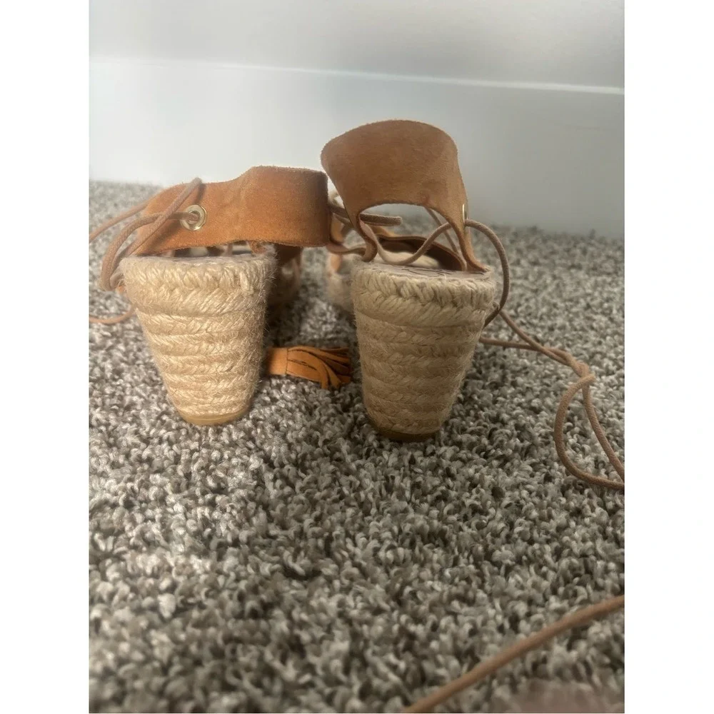 Kanna Spain Tan Suede Lace-Up Espadrille Wedges | EU 37 / US 6.5–7 | BohoSandals